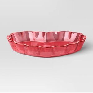 Glass Heart Valentines Tray Red with Scalloped Edge Target Threshold